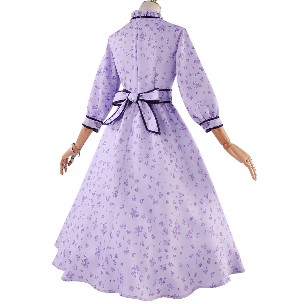 Frieren Fern cosplay purple floral dress back view