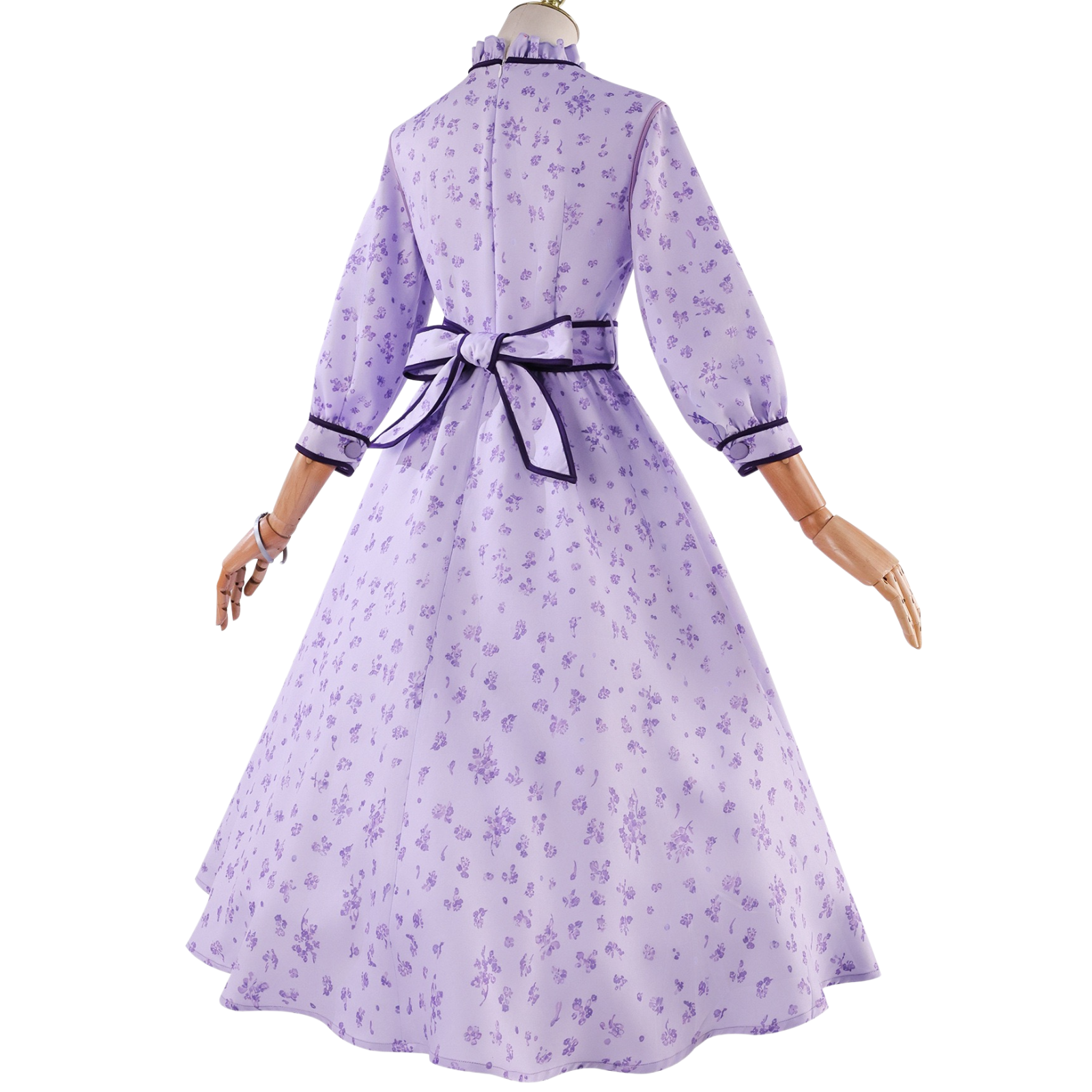 Frieren Fern cosplay purple floral dress back view