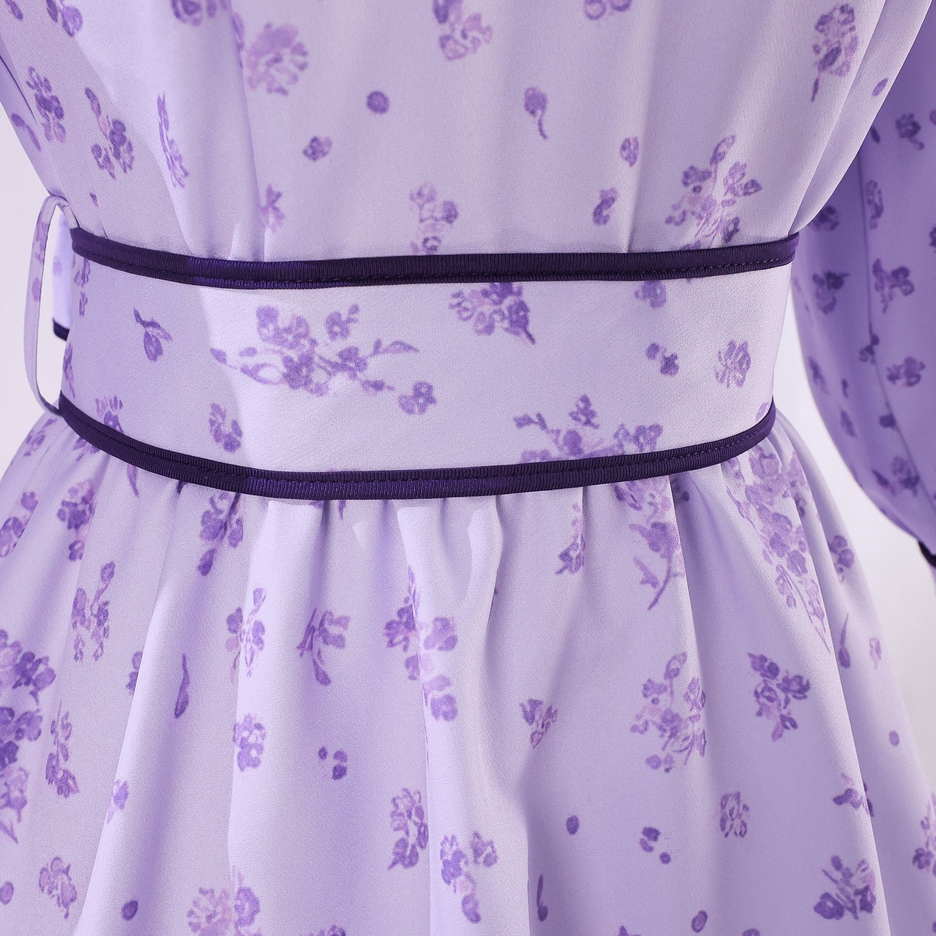 Fern cosplay purple floral dress waist details