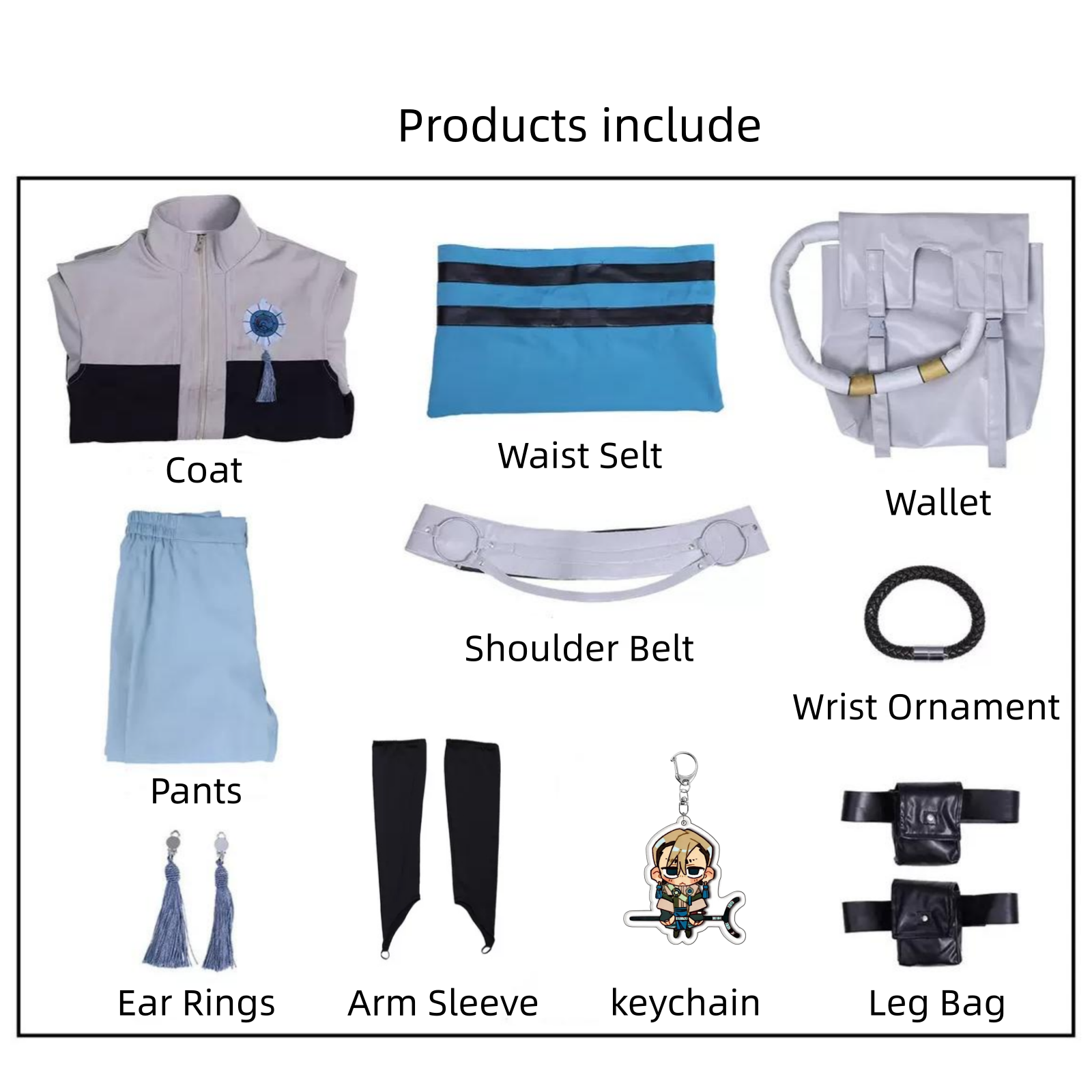 Gachiakuta Zanka cosplay costume full set flat lay display