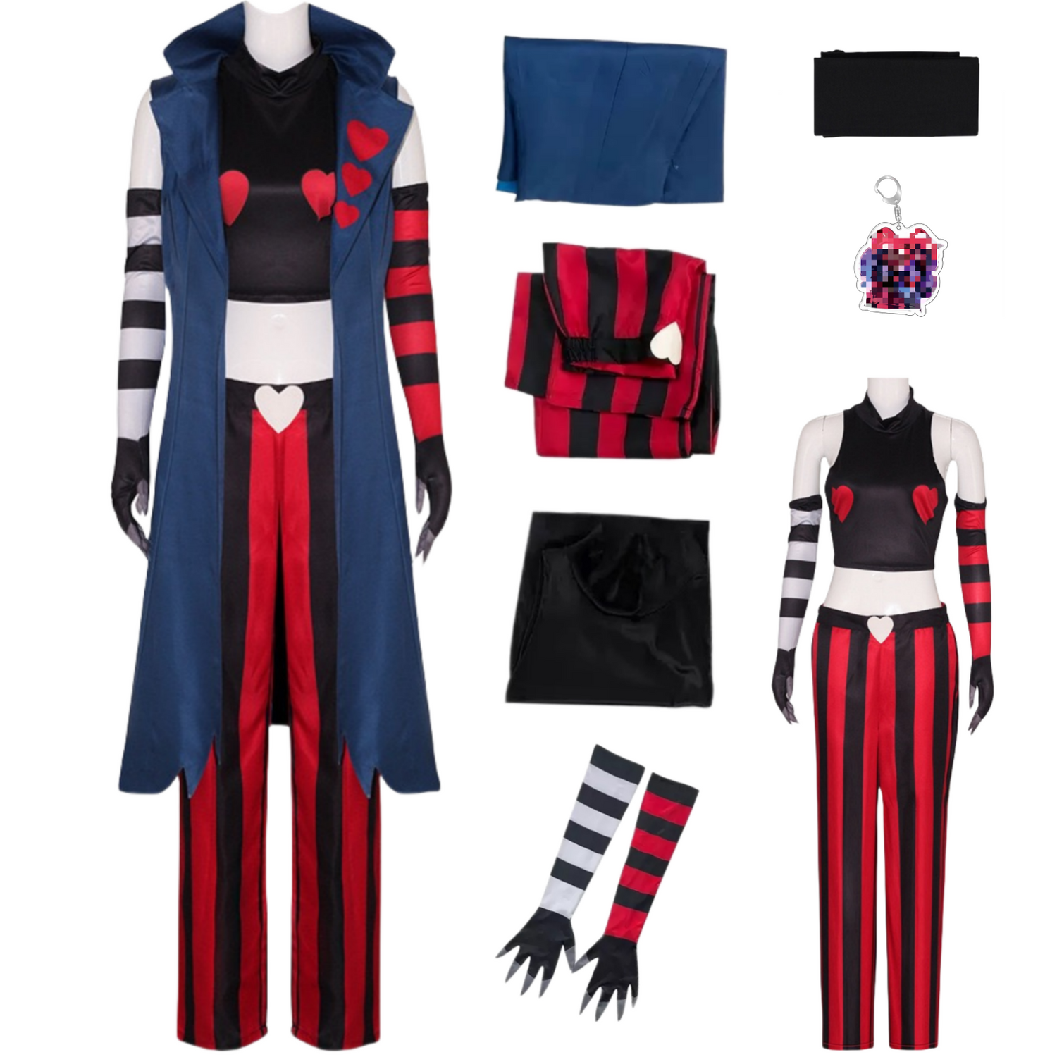 Hazbin Hotel Velvette cosplay costume full set flat lay display