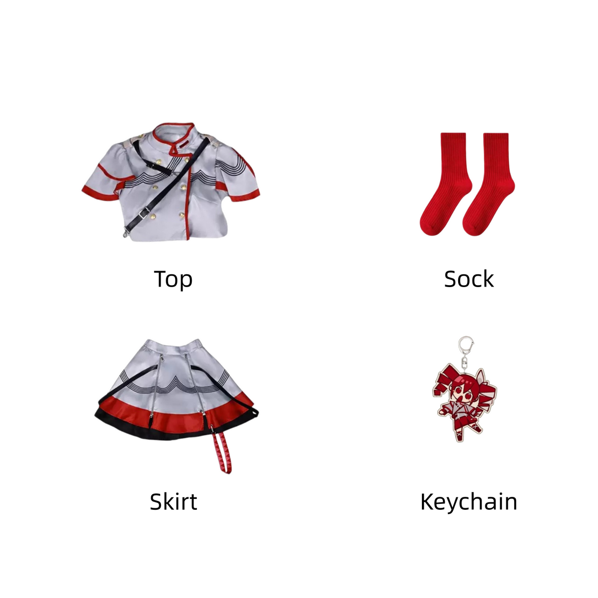 Kasane Teto cosplay costume flat lay display