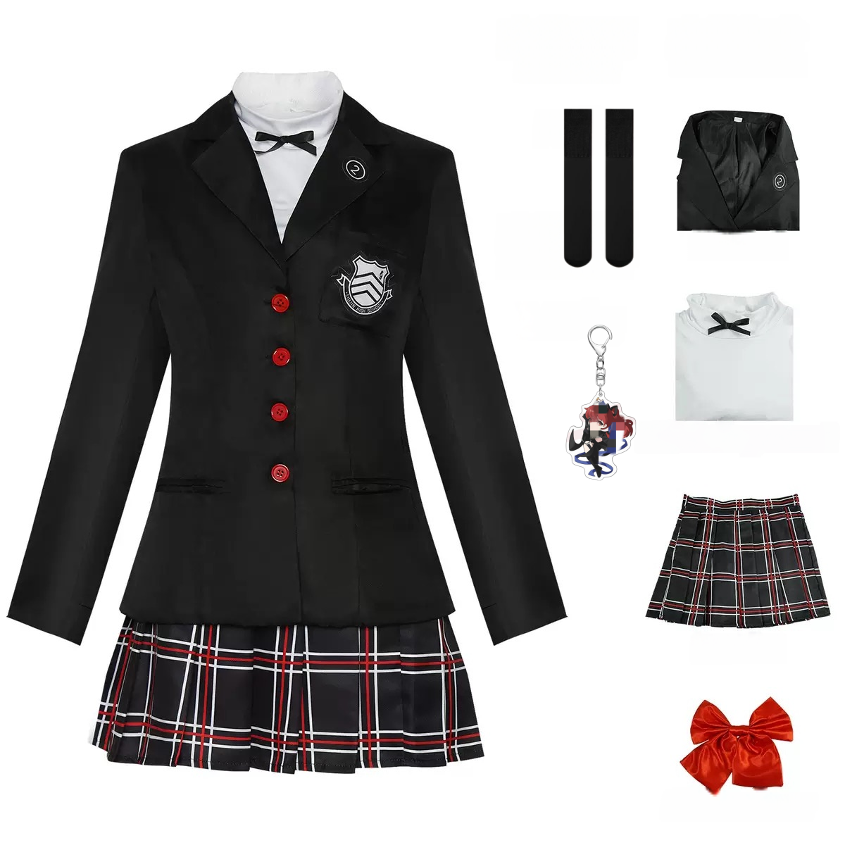 Kasumi Yoshizawa black JK uniform cosplay costume full set flat lay display
