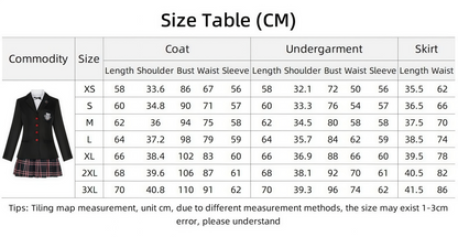 Persona 5 Kasumi Yoshizawa cosplay costume size chart