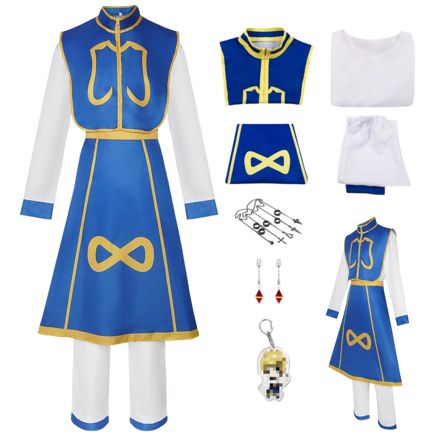 H×H Kurapika cosplay costume full set flat lay display