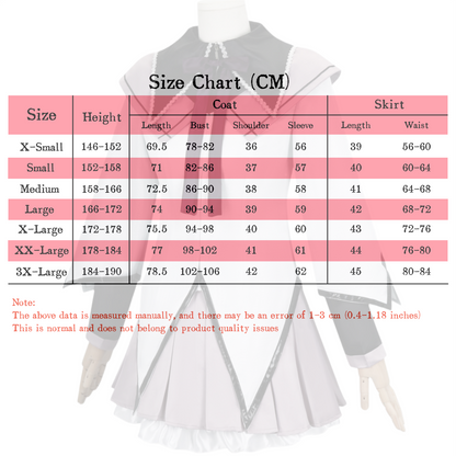 Homura Akemi cosplay costume size chart