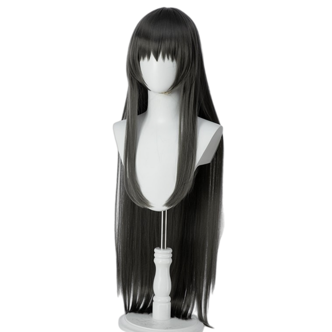 Madoka Magica Homura Akemi black long cosplay wig side view
