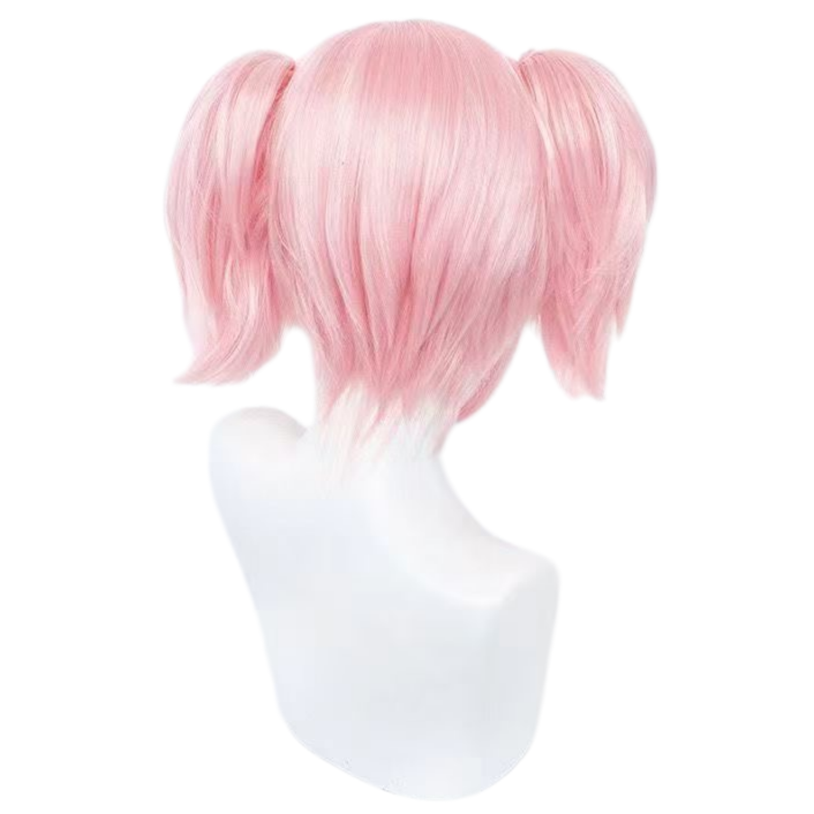 Madoka Magica cosplay pink short wig back view