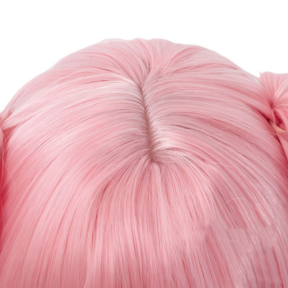 Madoka Magica cosplay pink short wig details