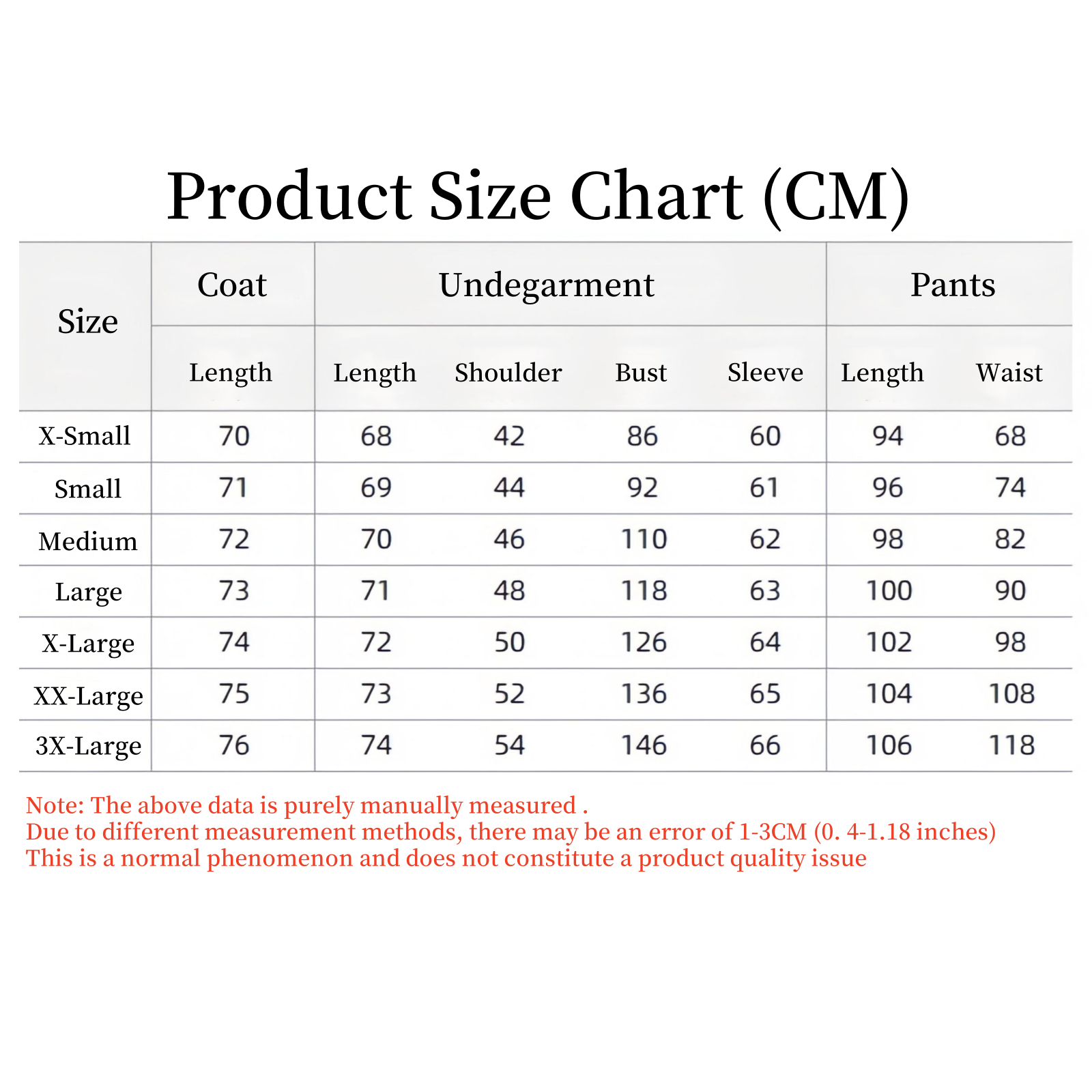 Tsukasa Yugi cosplay size chart reference