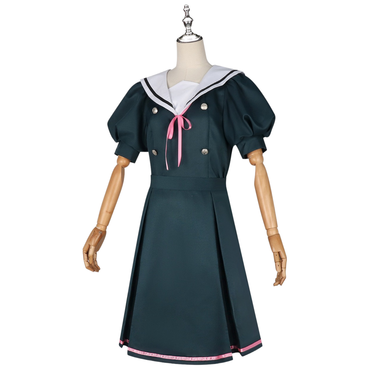 Waguri Kaoruko cosplay green puff sleeve sailor dress front view
