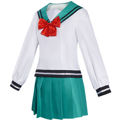anime saiki k teruhashi kokomi cosplay green jk uniform full school sailor outfit front shot