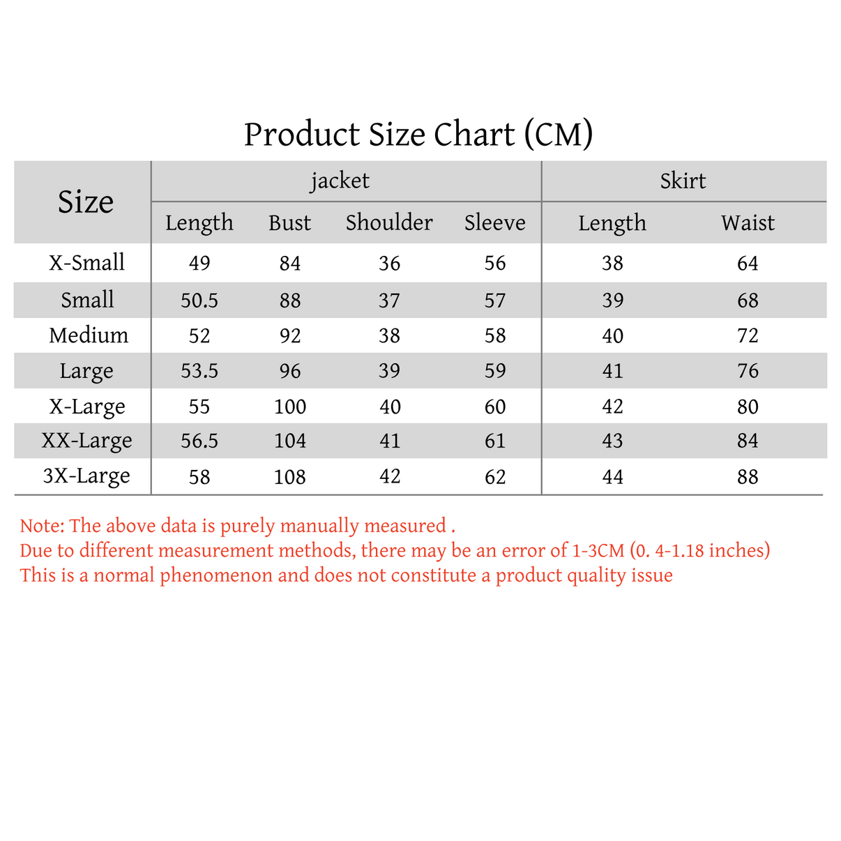 saiki k teruhashi kokomi cosplay school uniform cm bust waist length size measurement chart