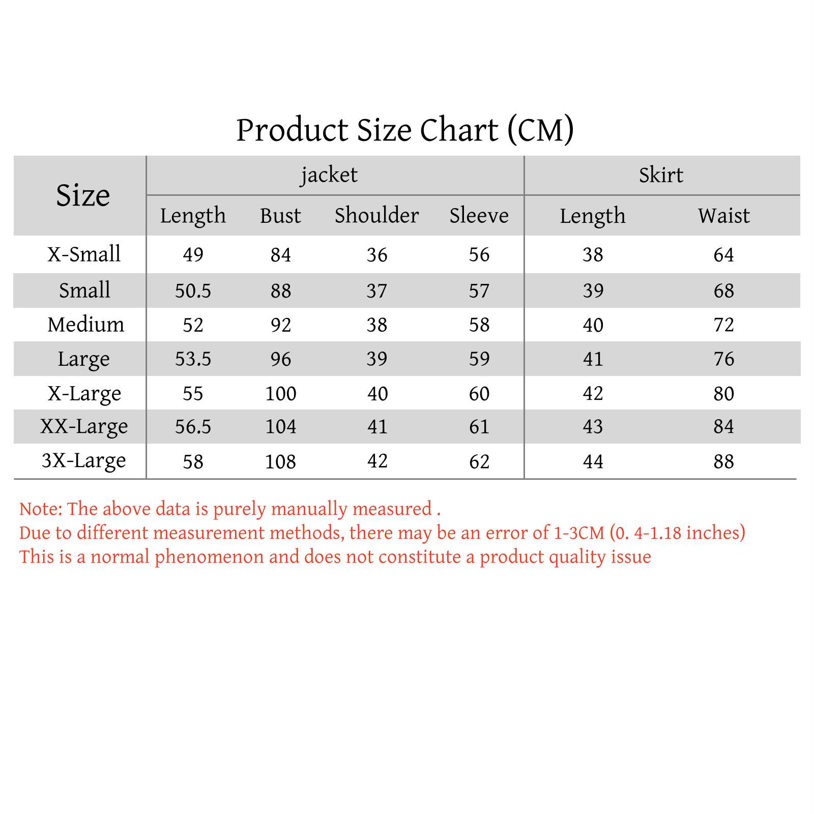 saiki k teruhashi kokomi cosplay school uniform cm bust waist length size measurement chart