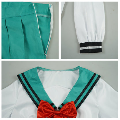 teruhashi kokomi cosplay sailor school uniform skirt zipper collar cuff craft close up details