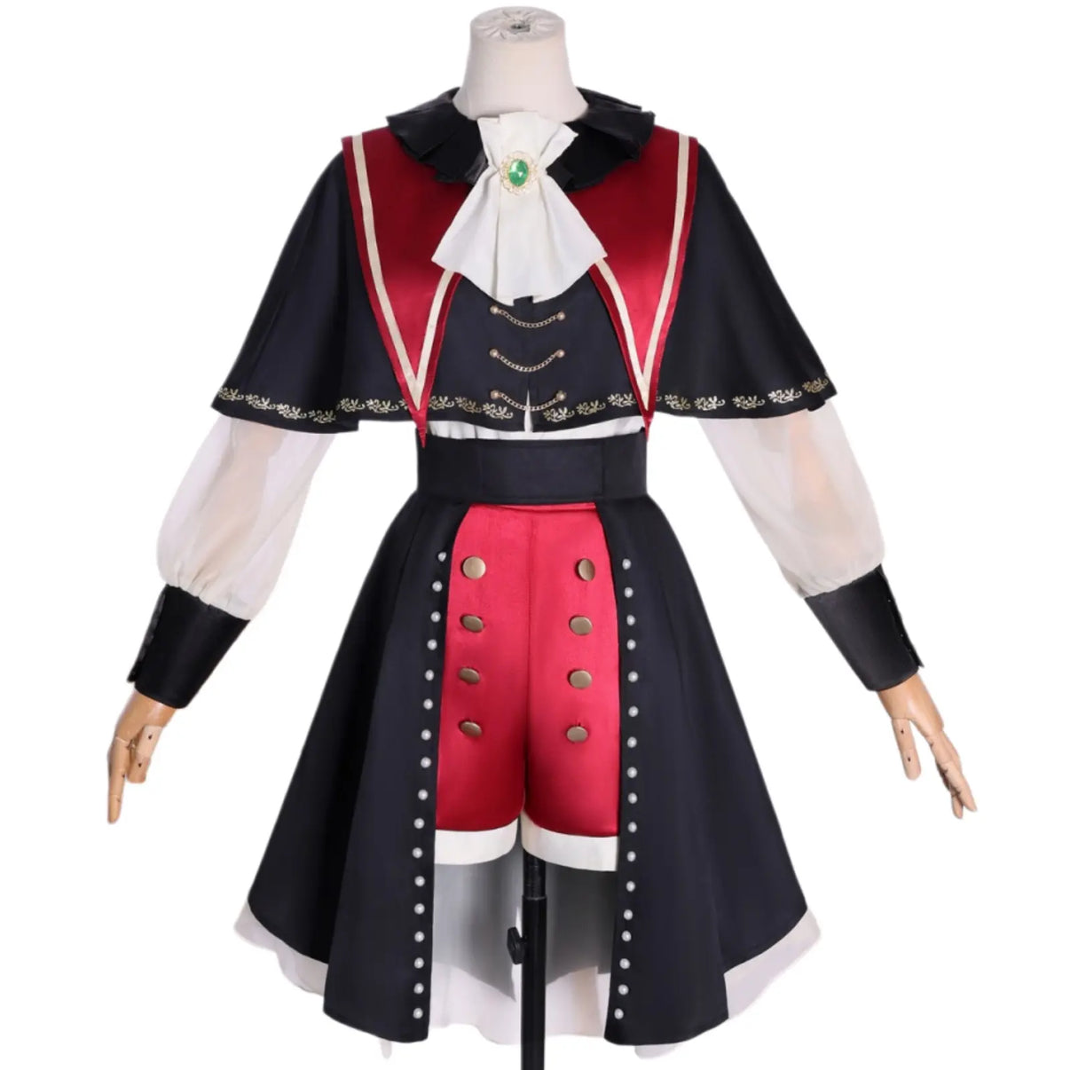 bang dream ave mujica wakaba mutsumi red black dress uniform cosplay front view