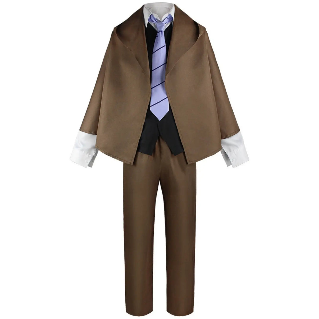 front view of complete edogawa rampo brown cape cosplay costume