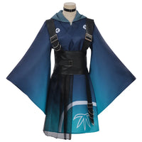 cosmic princess kaguya iroha sakayori cosplay costume blue gradient hooded kimono dress with black harness belts