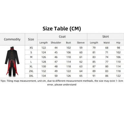 dan da dan okarun cosplay full set size chart cm dimension data coat pants size guide