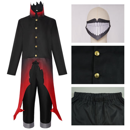 dan da dan okarun cosplay uniform mask gold button elastic waist pants craft close up details