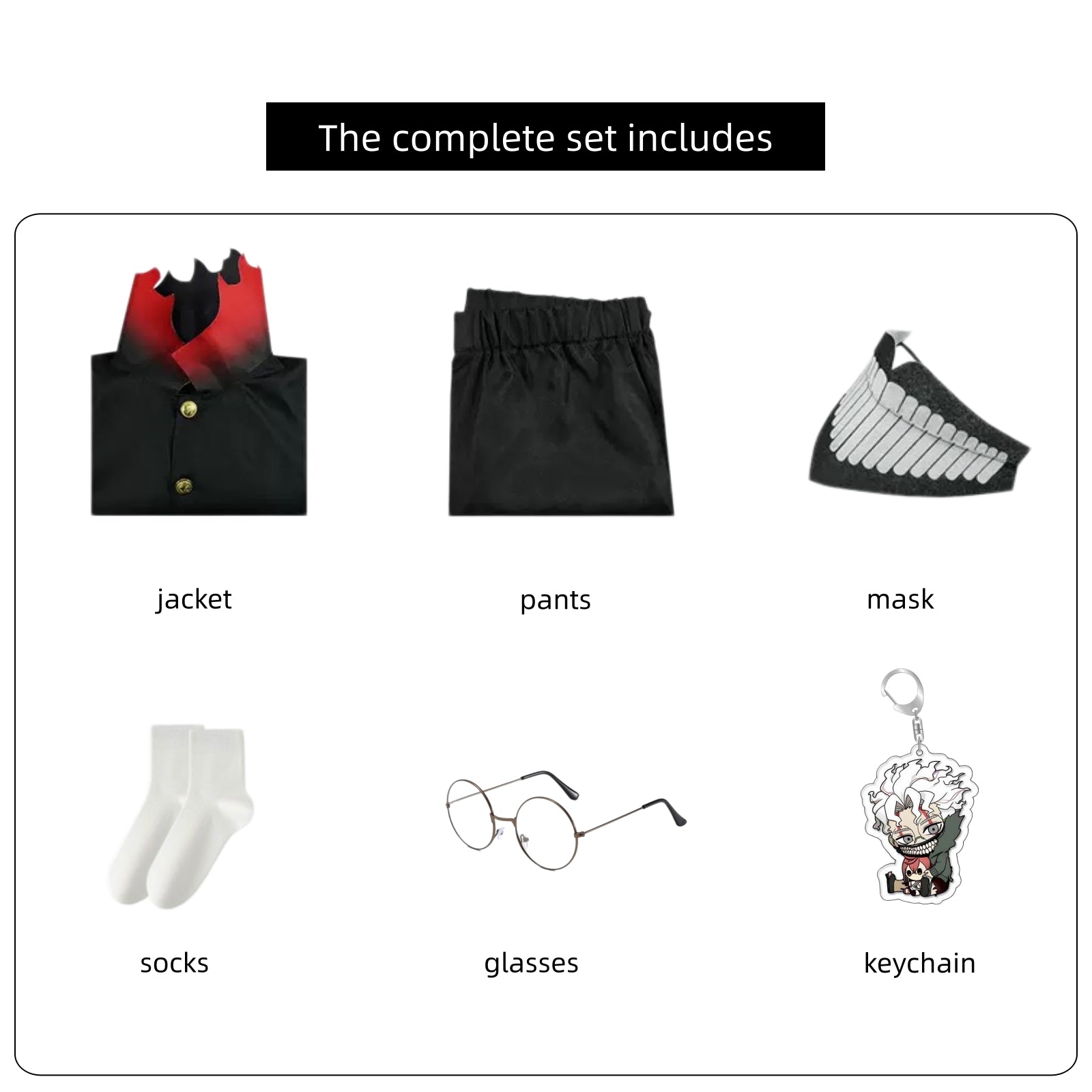 okarun dandadan cosplay full set accessories jacket pants mask socks glasses keychain all parts display