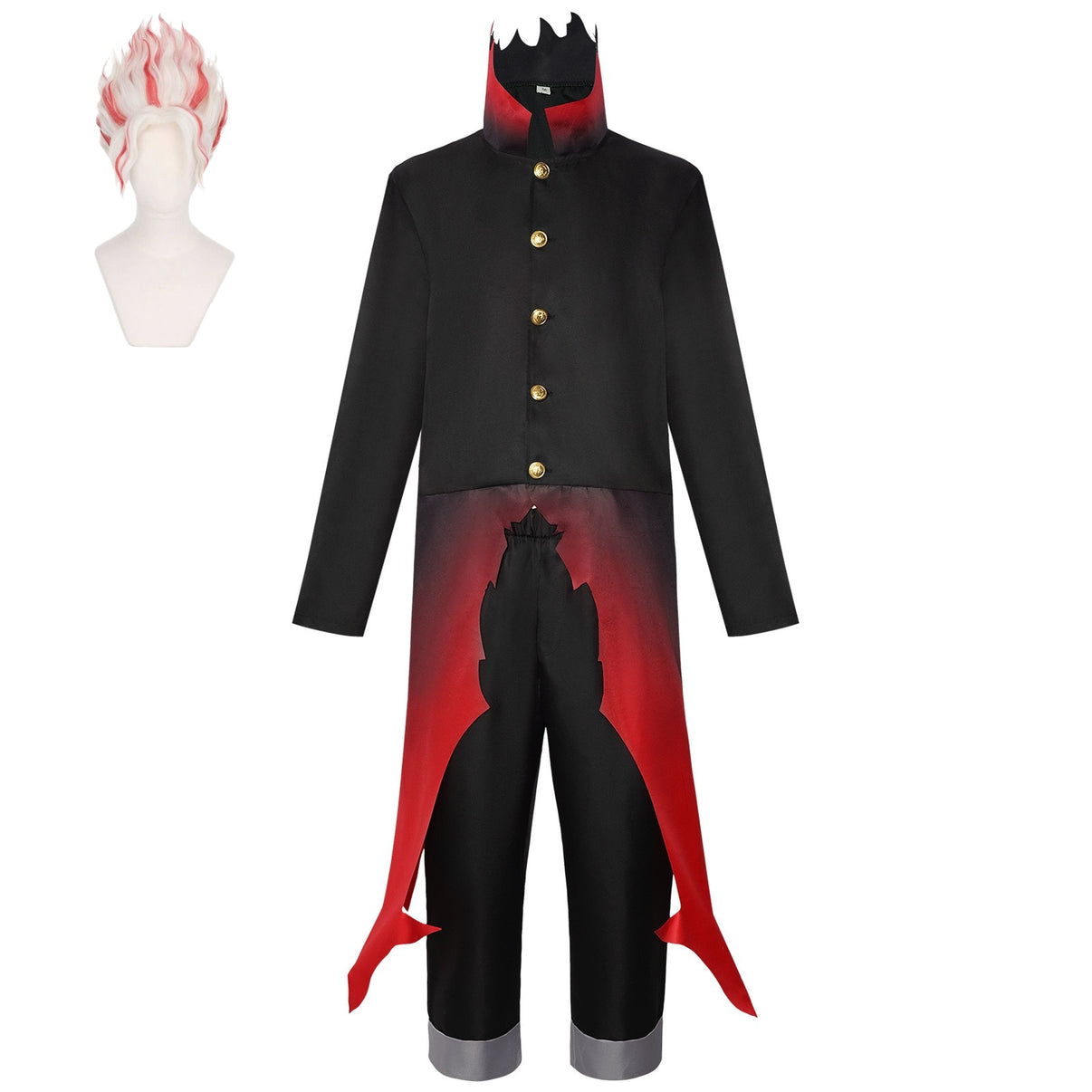 dandadan okarun cosplay costume full set with white red spiky wig