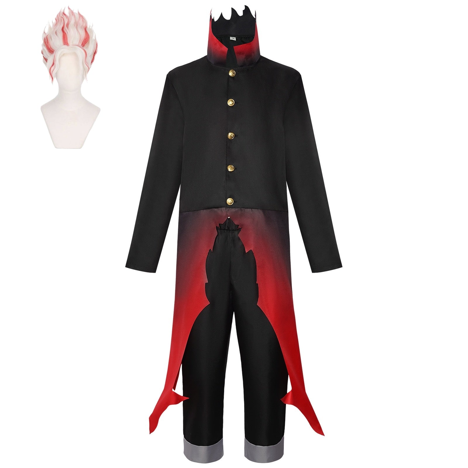 dandadan okarun cosplay costume full set with white red spiky wig