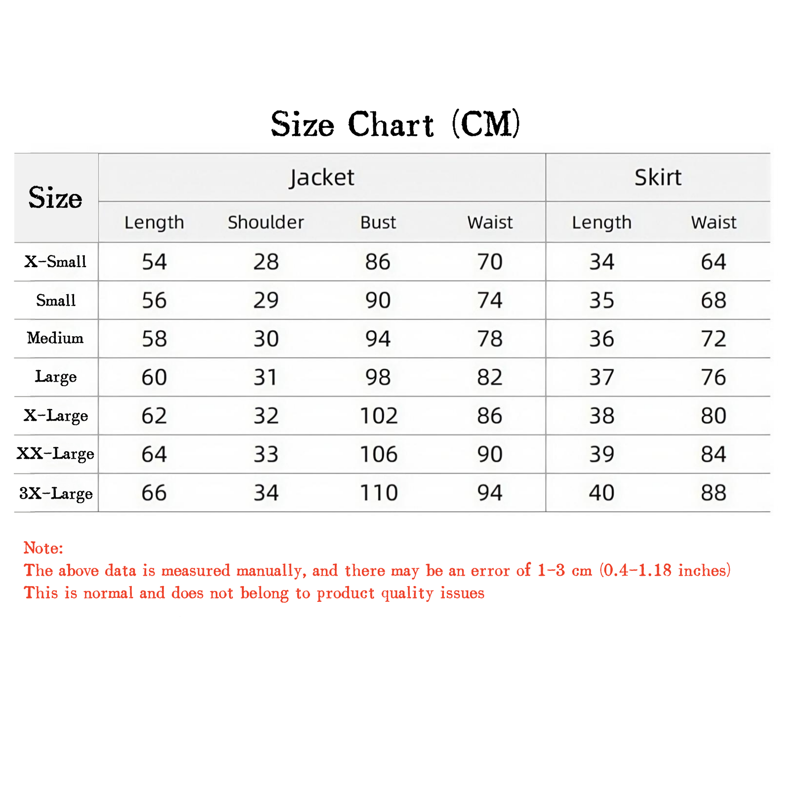 Hatsune Miku black patent leather cosplay costume size chart