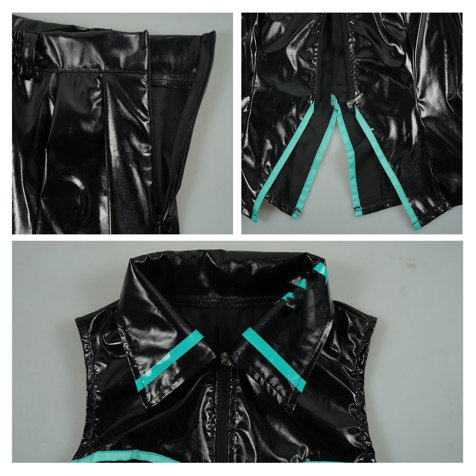 Hatsune Miku black patent leather cosplay costume details