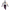 Back view of Jinxx cosplay purple costume