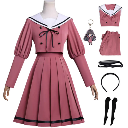 Kaoruko Waguri pink sailor dress cosplay costume full set flat lay