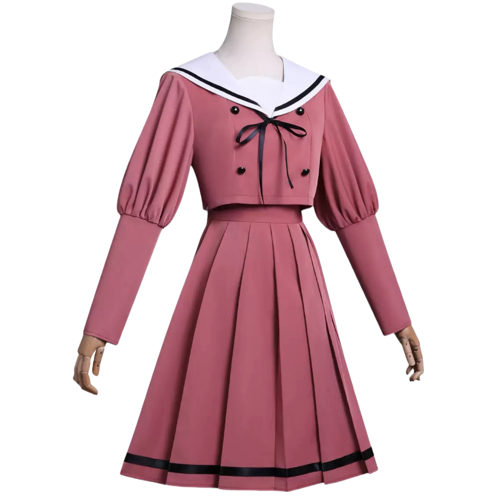 Kaoruko Waguri pink sailor long sleeve cosplay dress front view