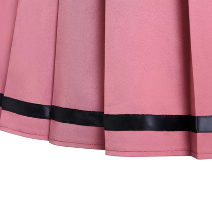 Waguri Kaoruko pink cosplay pleated skirt hem detail close-up