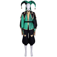 complete pierrot circus clown outfit hat cloak coat pants gloves mannequin front shot