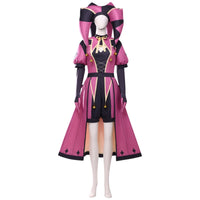 complete freak circus columbina clown outfit jester hat layered coat shorts gloves mannequin front shot