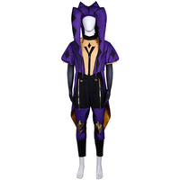 complete freak circus clown outfit headwear shawl pants gloves mannequin front shot