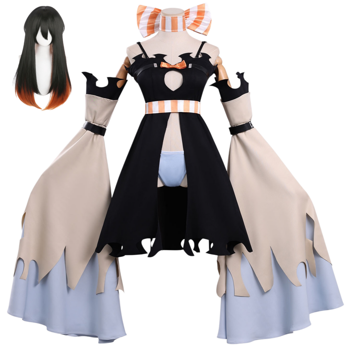 amo gachiakuta cosplay full costume set with gradient black orange wig