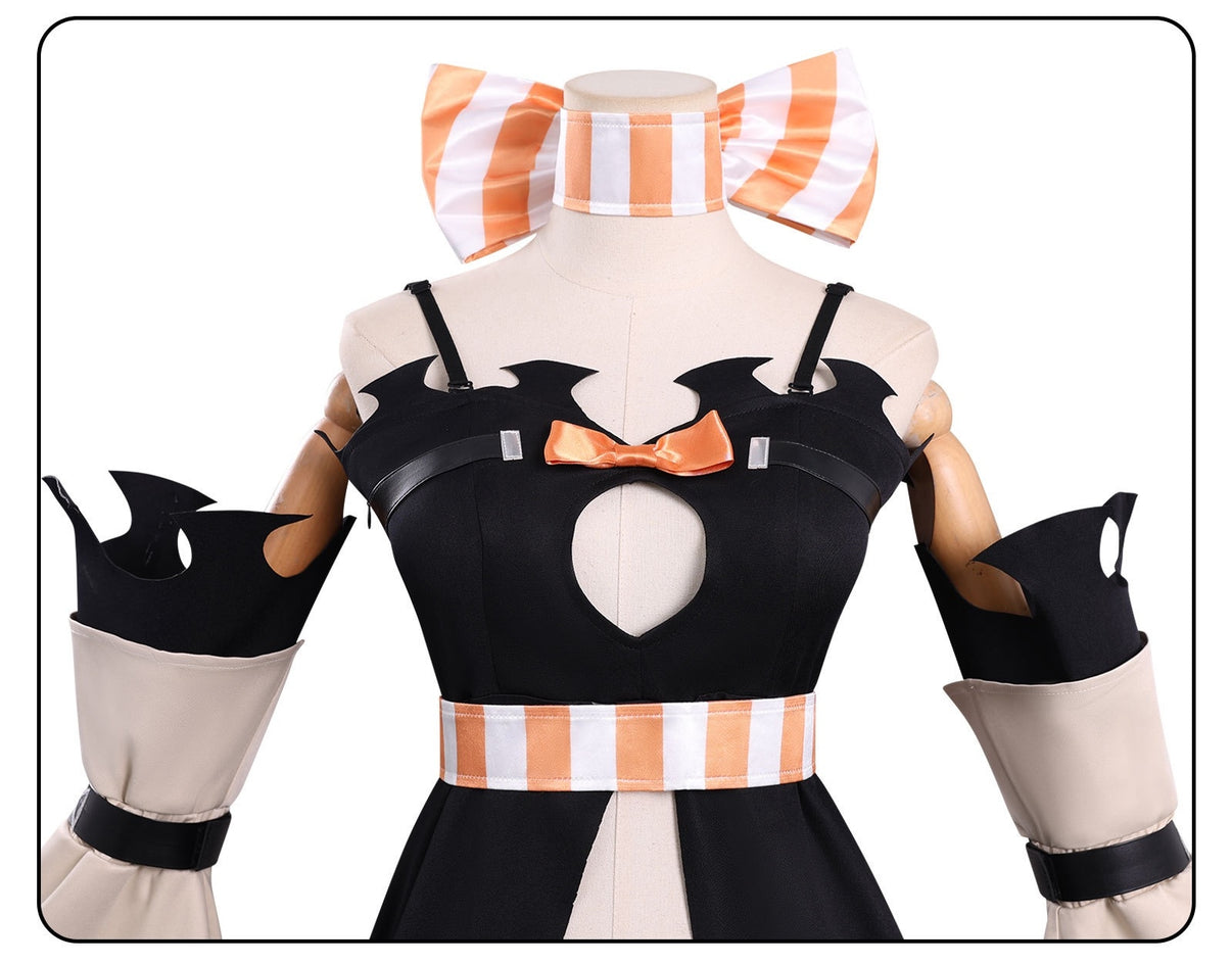 gachiakuta amo cosplay dress top bow waistband arm cuff close up