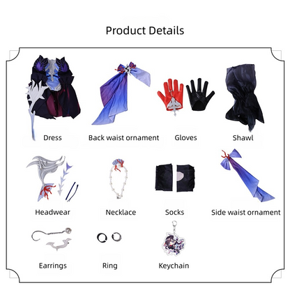Honkai Star Rail Hysilens cosplay full set flat lay