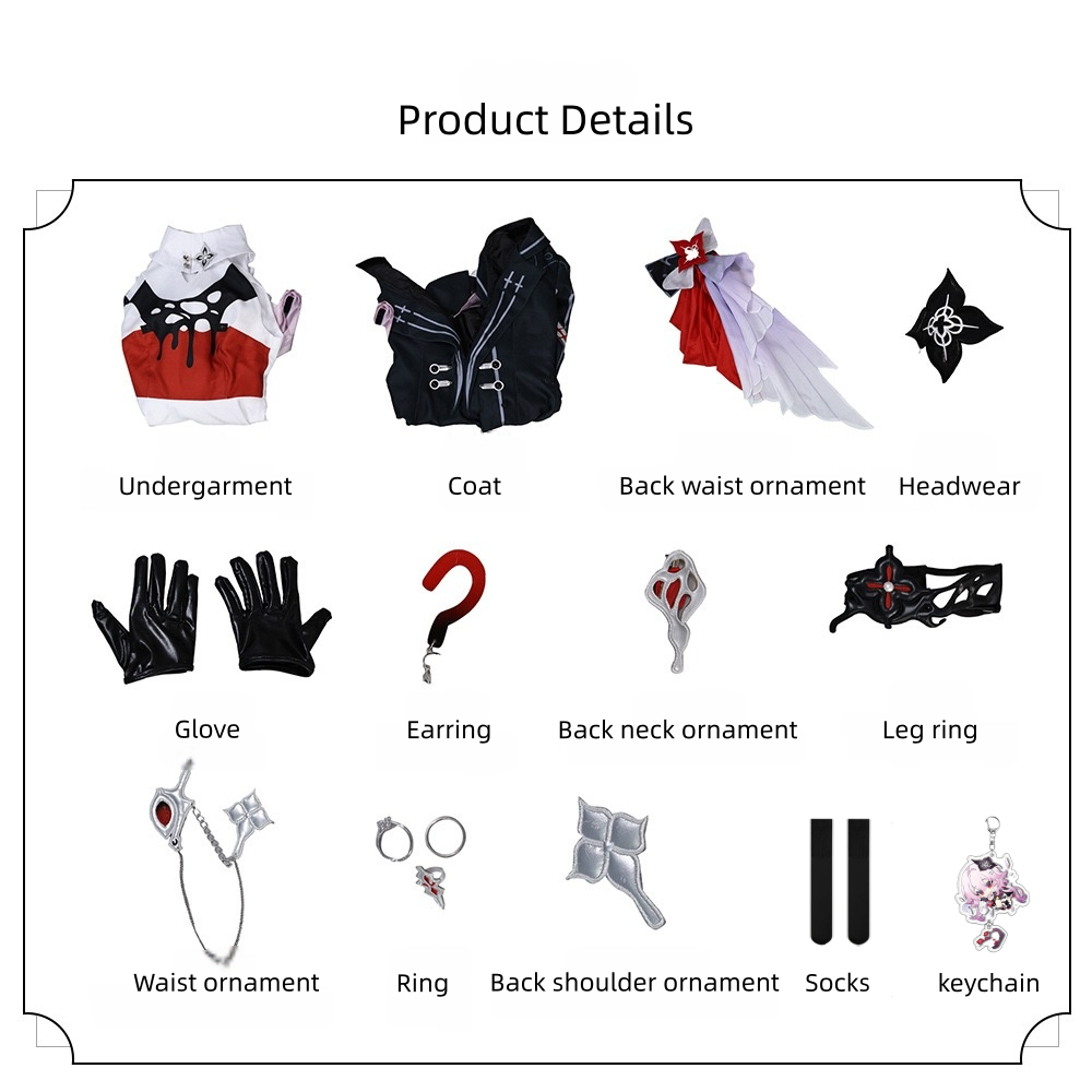 Honkai Star Rail March 7th cosplay costume full set flat lay display