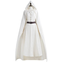 front full view gandalf white wizard hooded cloak and robe outfit