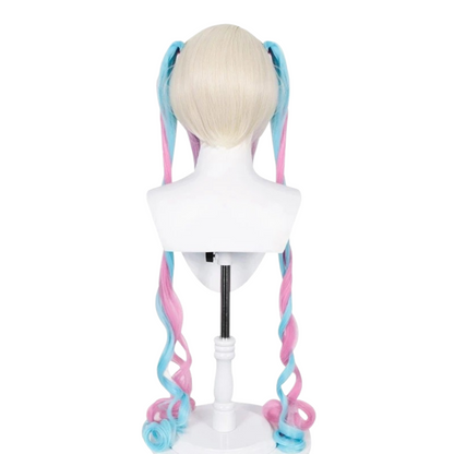 KAngel pink blue long cosplay wig back view