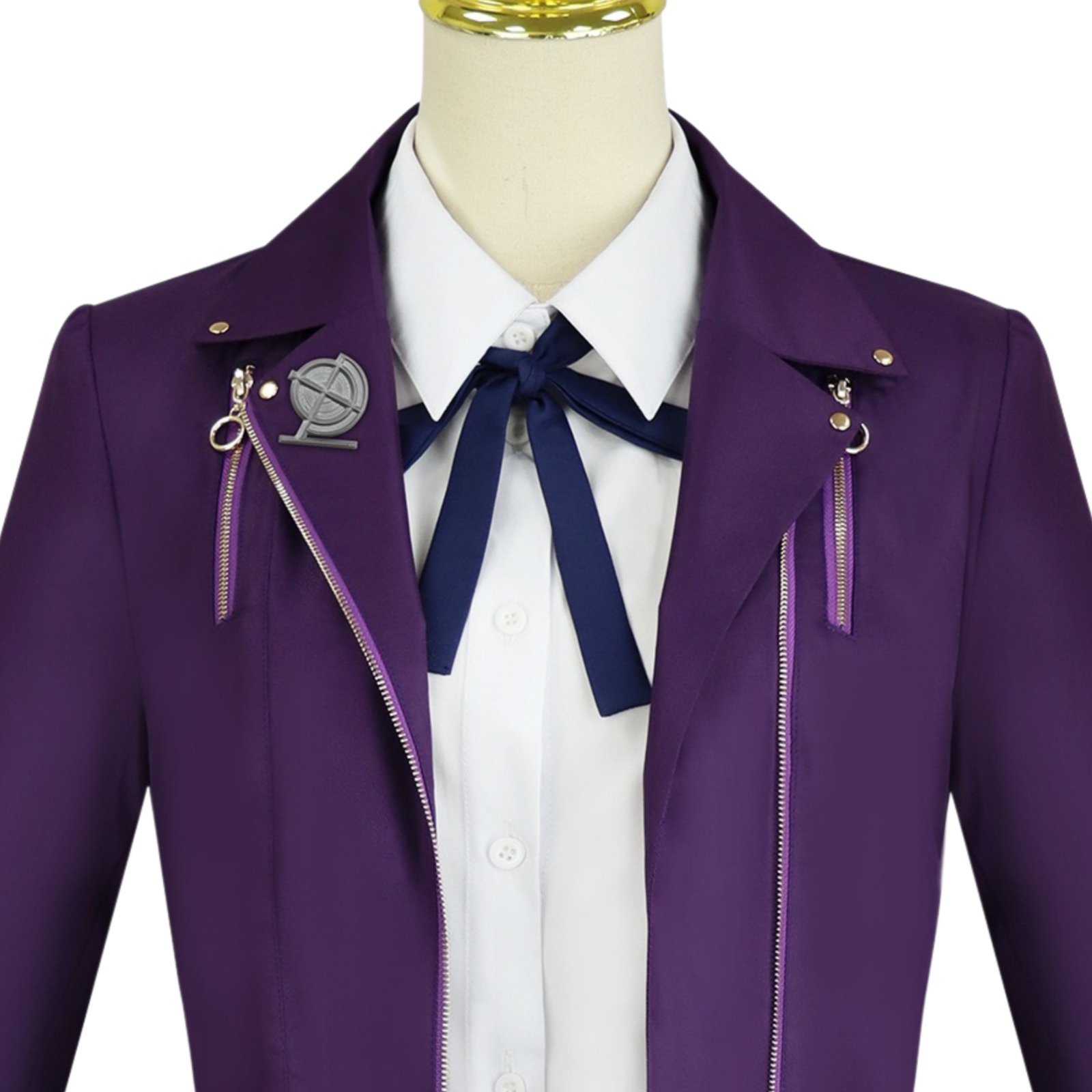 Close-up of Nozomi Kirifuji purple school uniform cosplay jacket