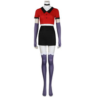 vaggie red crop top black skirt costume purple gloves socks full set