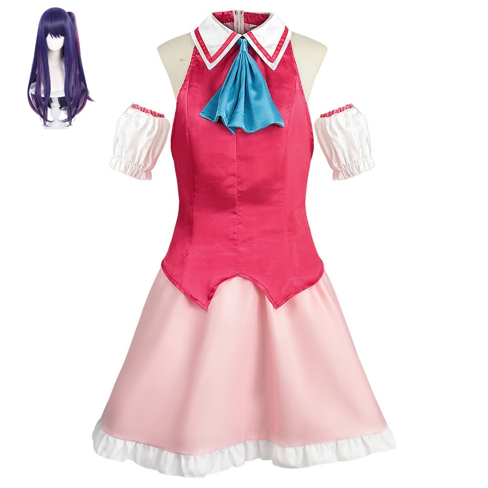 oshi no ko ai hoshino pink cos uniform matching purple wig outfit