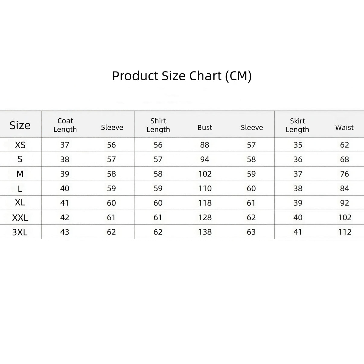 oshi no ko rubii school uniform size measurement table
