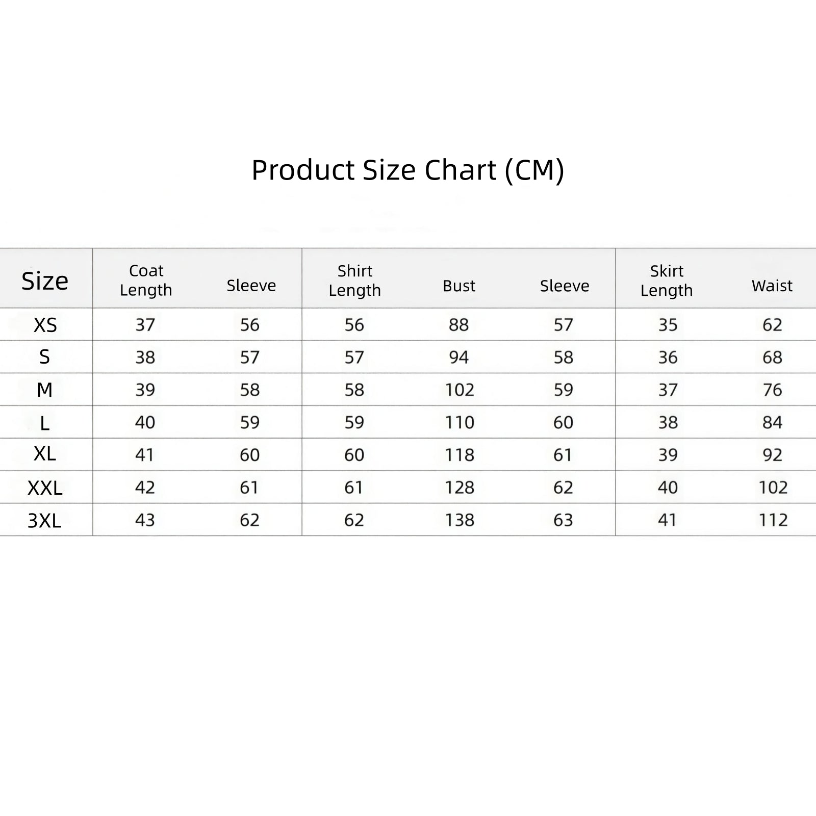oshi no ko rubii school uniform size measurement table