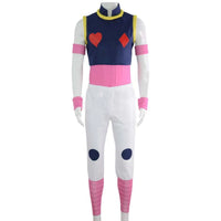 white mannequin full front view wearing hunter x hunter hisoka cosplay costume for halloween