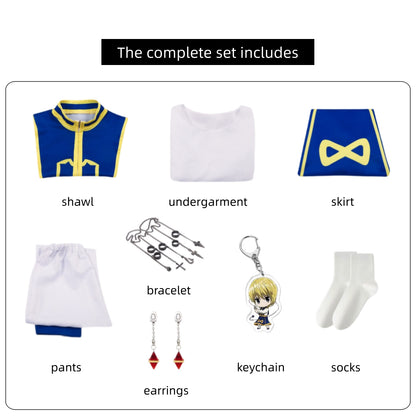kurapika hunter x hunter cos set parts shawl undergarment skirt pants bracelet earrings socks keychain display