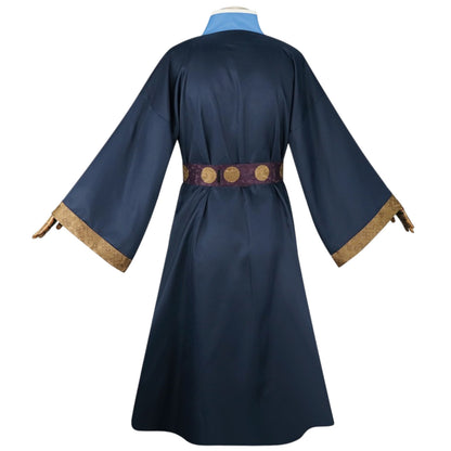 the apothecary diaries jinshi cosplay blue hanfu kimono outfit full back view